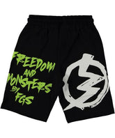 Pantaloni scurti baieti Monsters, bumbac, negru verde